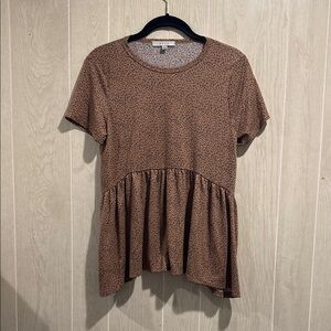 Gaze Brown, Animal Print Peplum Blouse